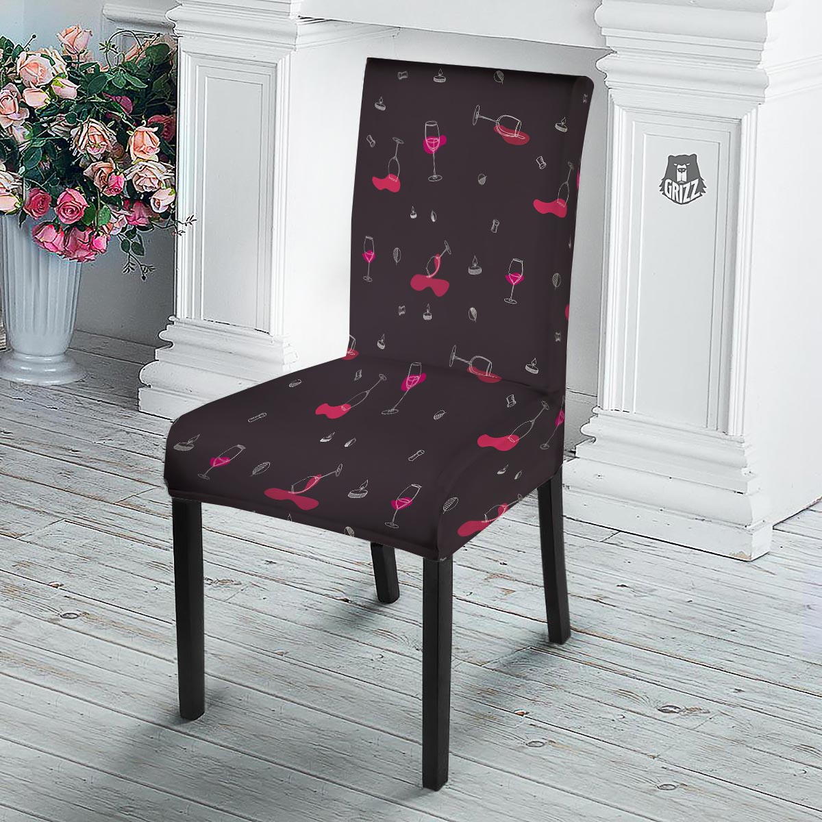 Wine Splash Print Pattern Dining Chair Slipcover-grizzshop