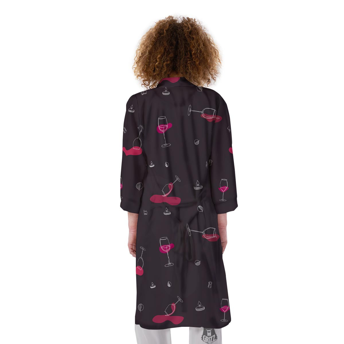 Wine Splash Print Pattern Kimono-grizzshop