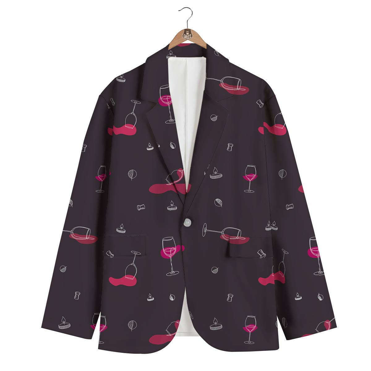Wine Splash Print Pattern Men's Blazer-grizzshop