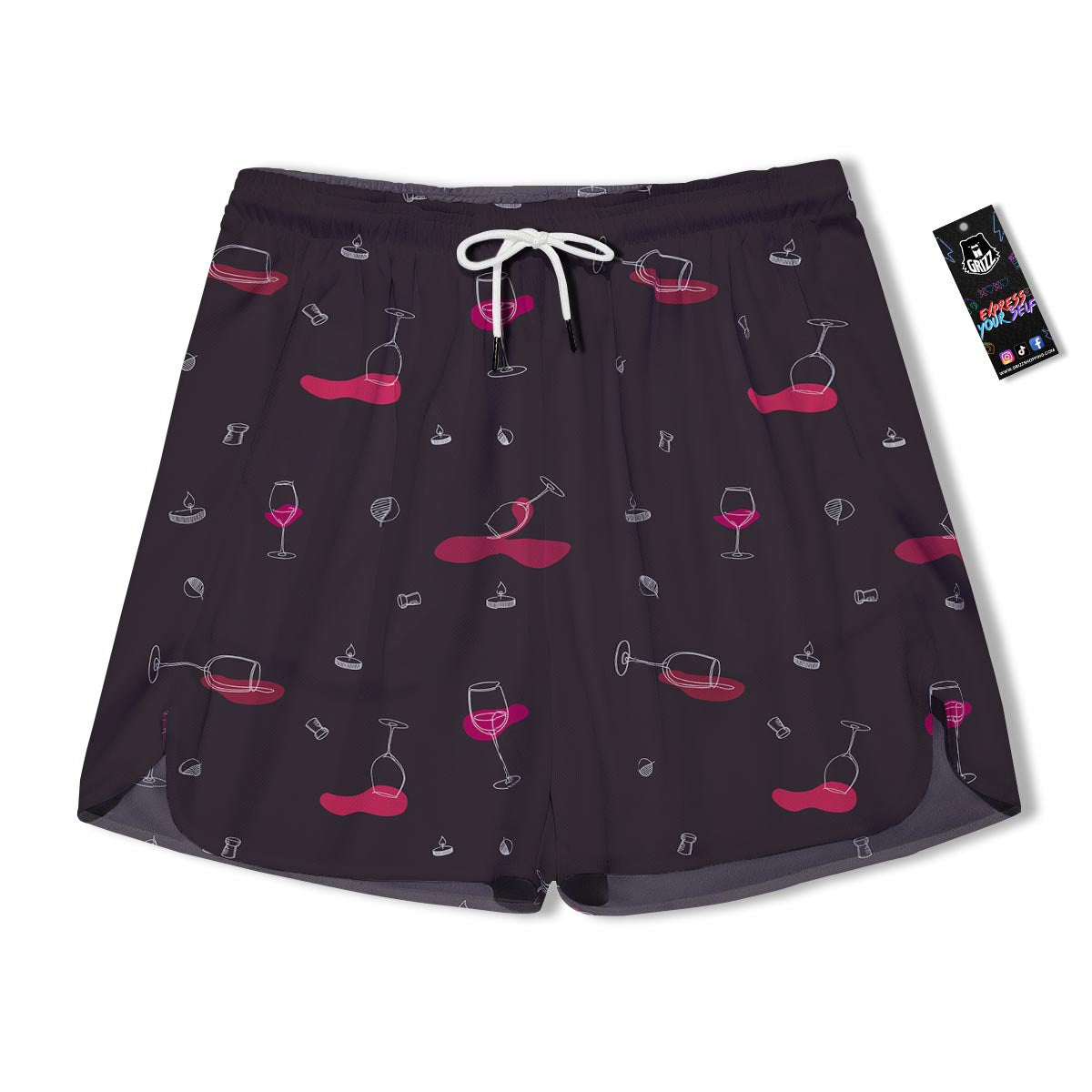 Wine Splash Print Pattern Men's Running Shorts-grizzshop