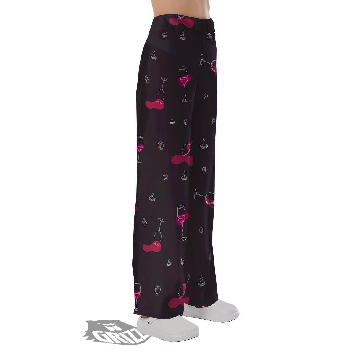 Wine Splash Print Pattern Pajama Pants-grizzshop