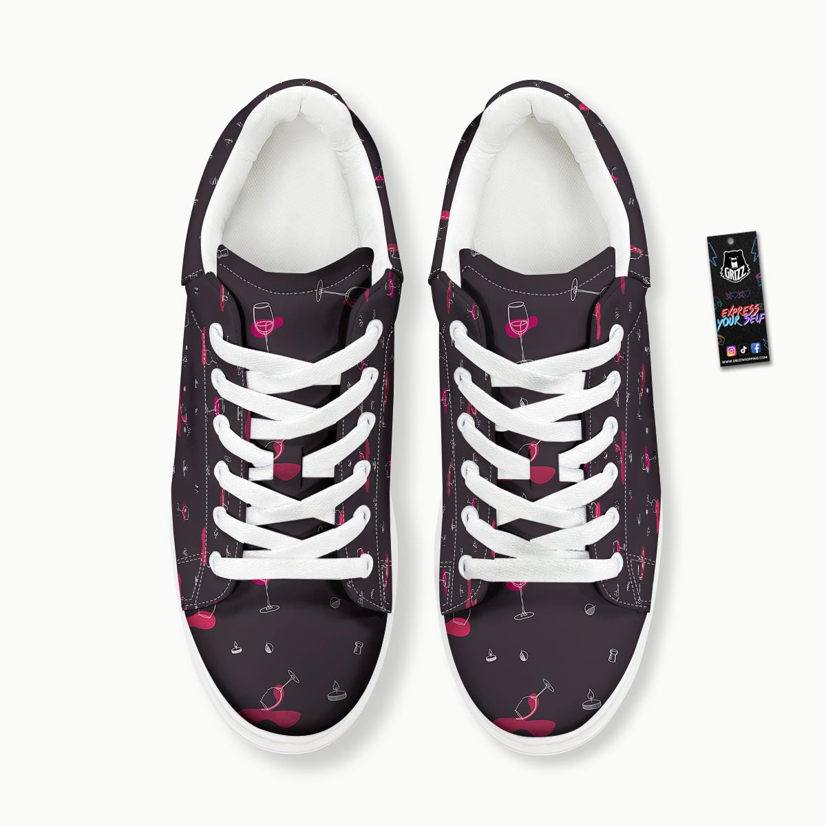 Wine Splash Print Pattern Platform Shoes-grizzshop