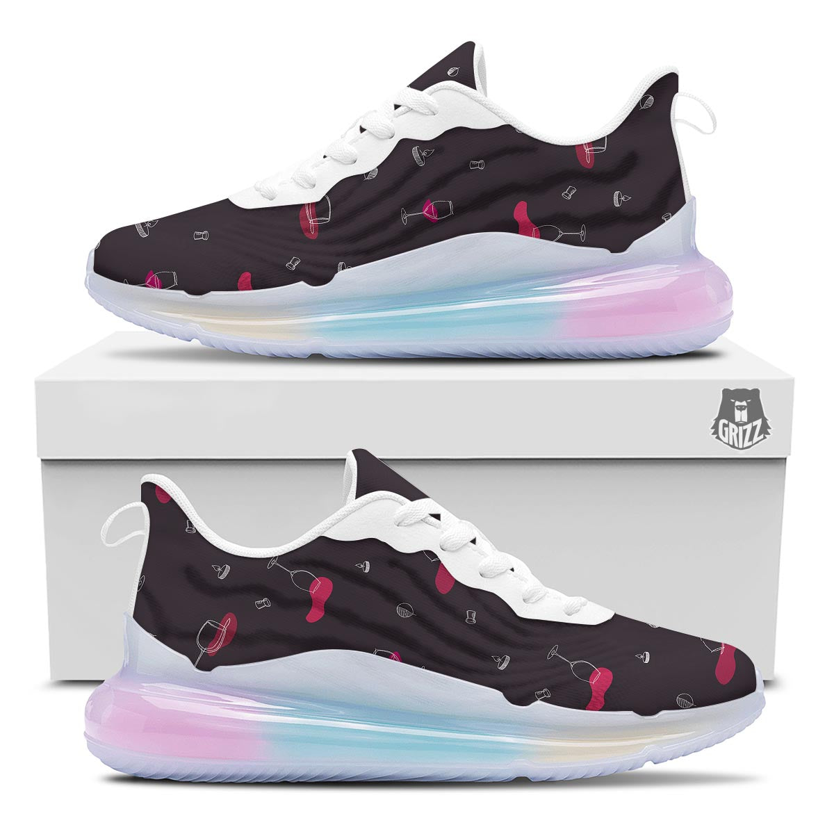 Wine Splash Print Pattern Running Sneakers-grizzshop