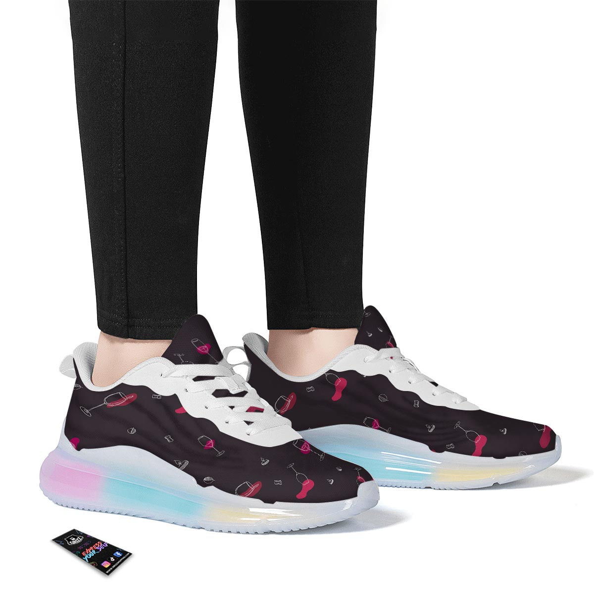Wine Splash Print Pattern Running Sneakers-grizzshop