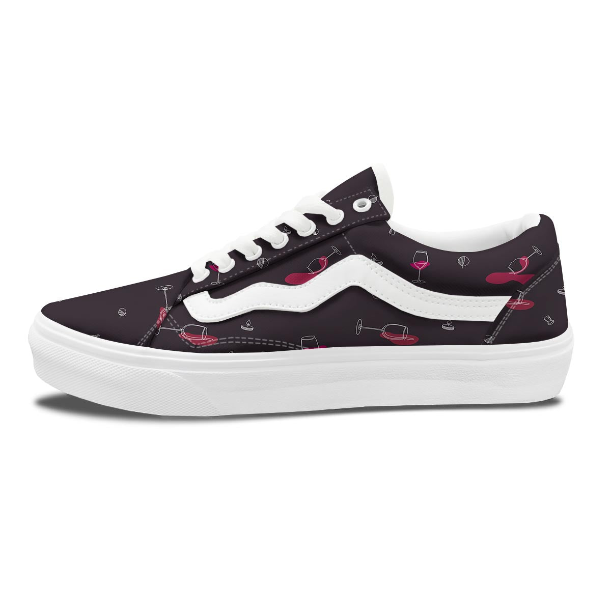 Wine Splash Print Pattern Skate Shoes-grizzshop