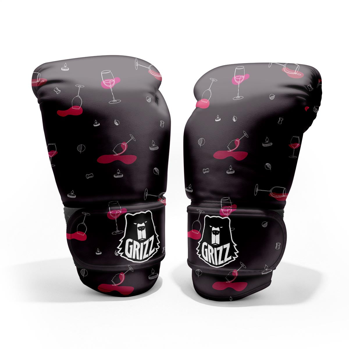 Wine Splash Print Pattern Sparring Gloves-grizzshop