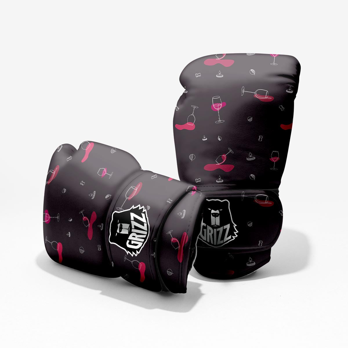 Wine Splash Print Pattern Sparring Gloves-grizzshop