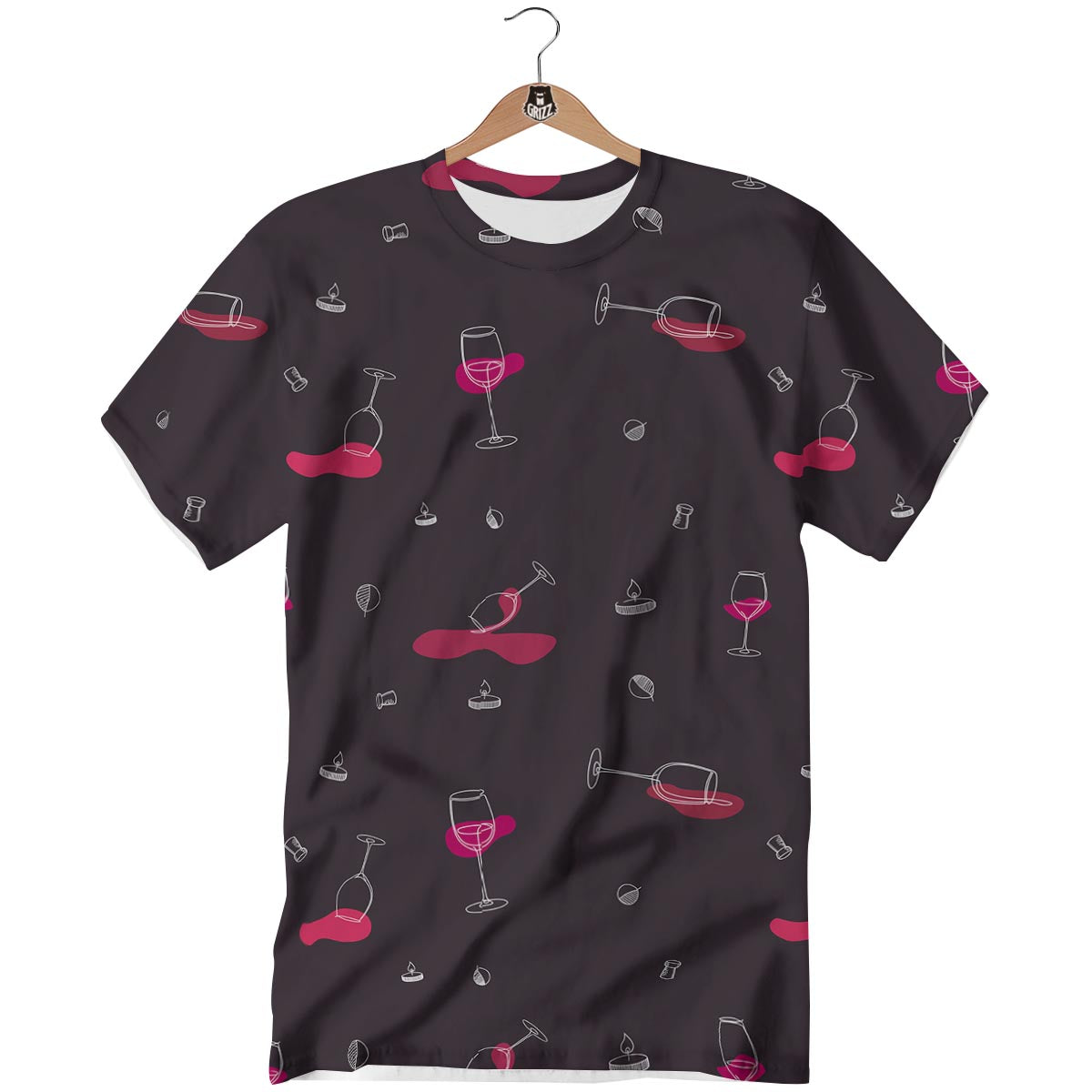 Wine Splash Print Pattern T-Shirt-grizzshop