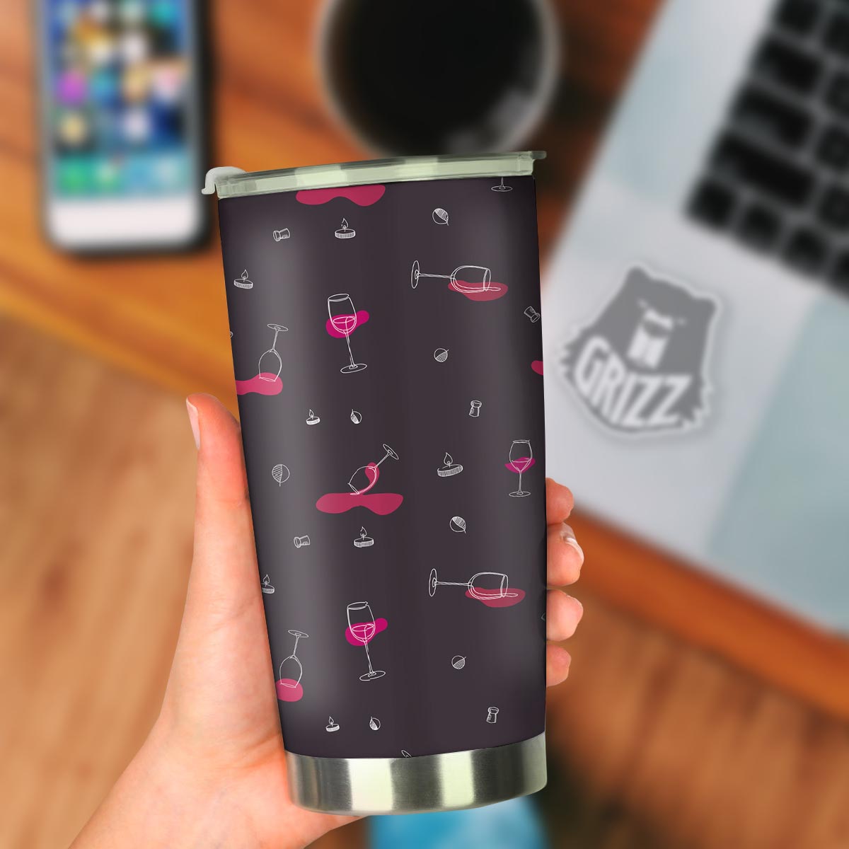 Wine Splash Print Pattern Tumbler-grizzshop