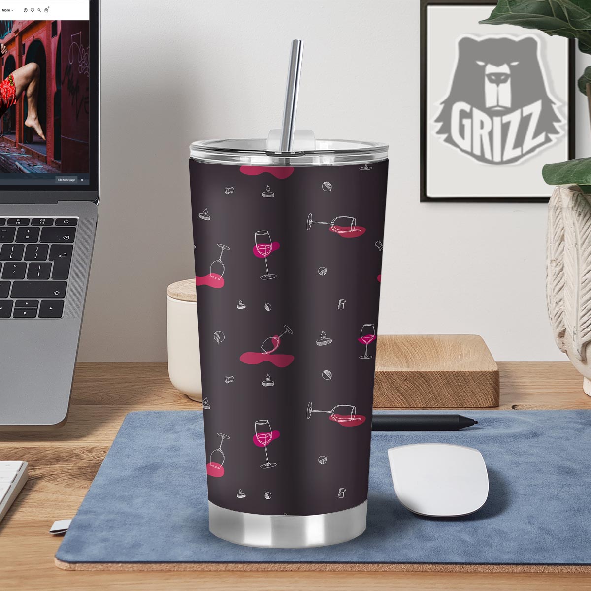 Wine Splash Print Pattern Tumbler-grizzshop