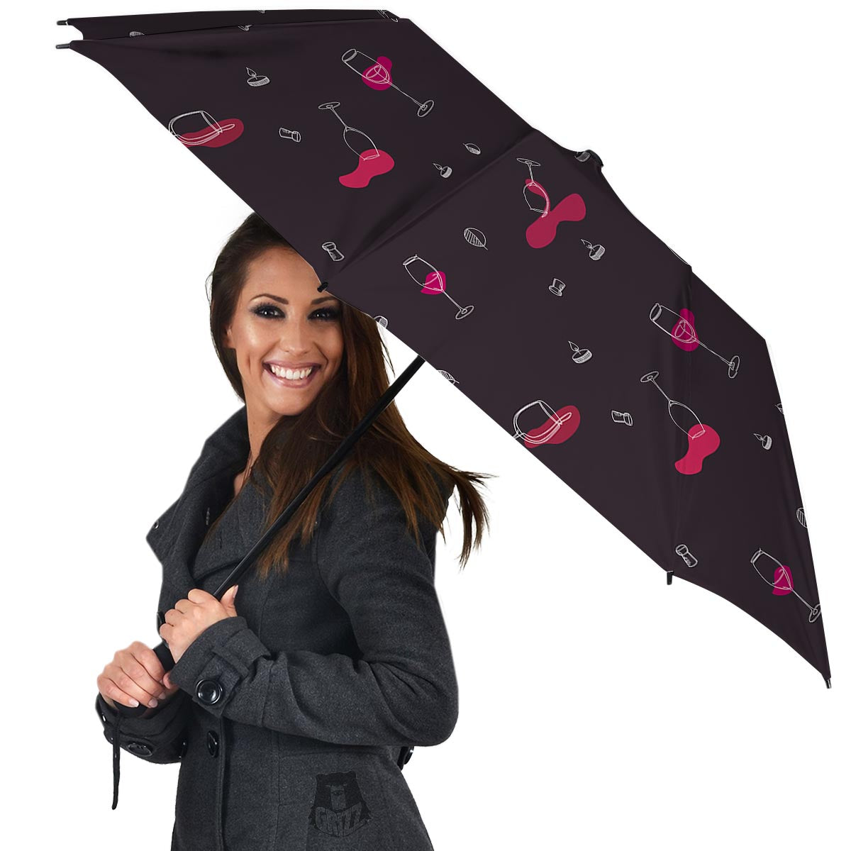 Wine Splash Print Pattern Umbrella-grizzshop
