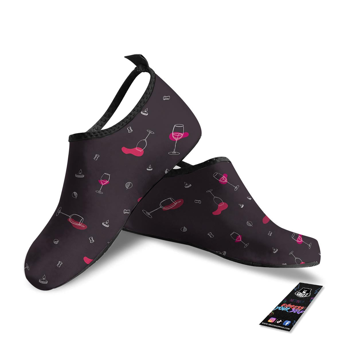 Wine Splash Print Pattern Water Shoes-grizzshop