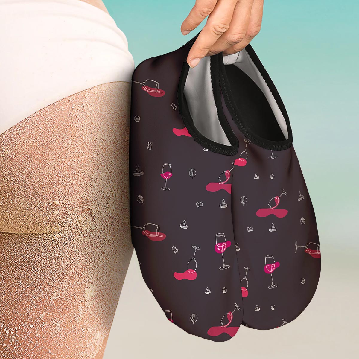 Wine Splash Print Pattern Water Shoes-grizzshop