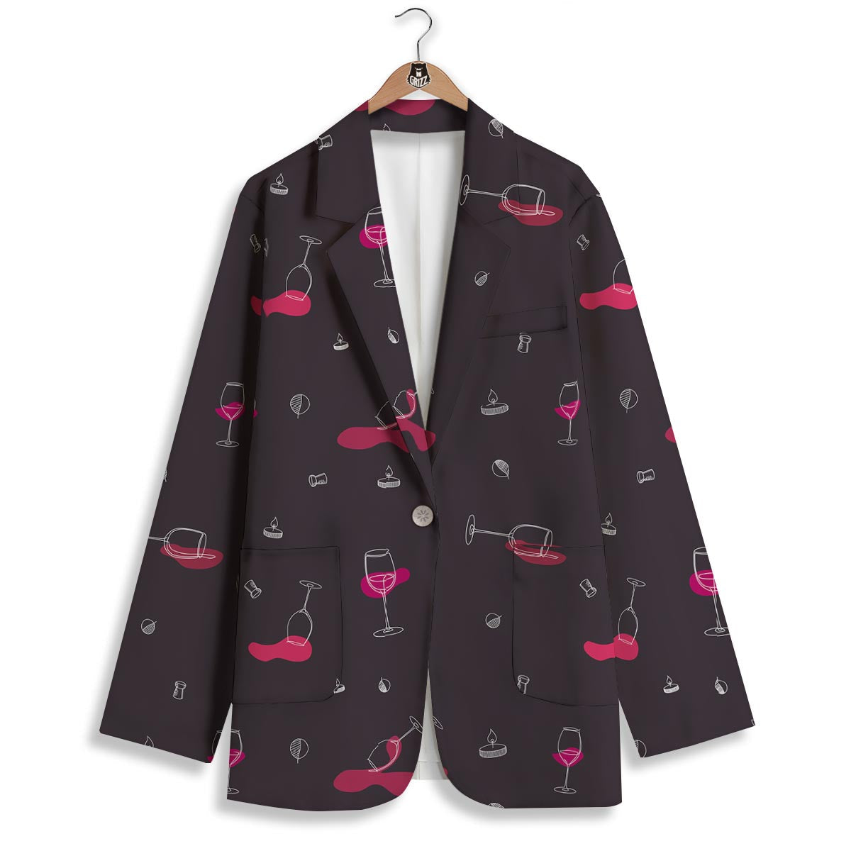 Wine Splash Print Pattern Women's Blazer-grizzshop