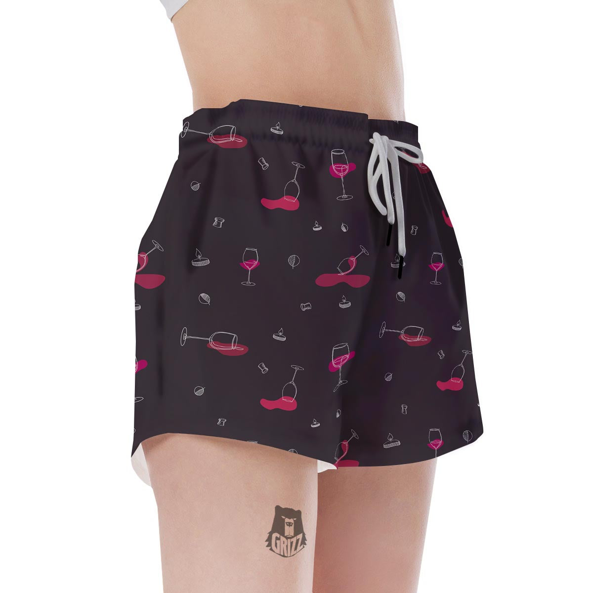 Wine Splash Print Pattern Women's Shorts-grizzshop