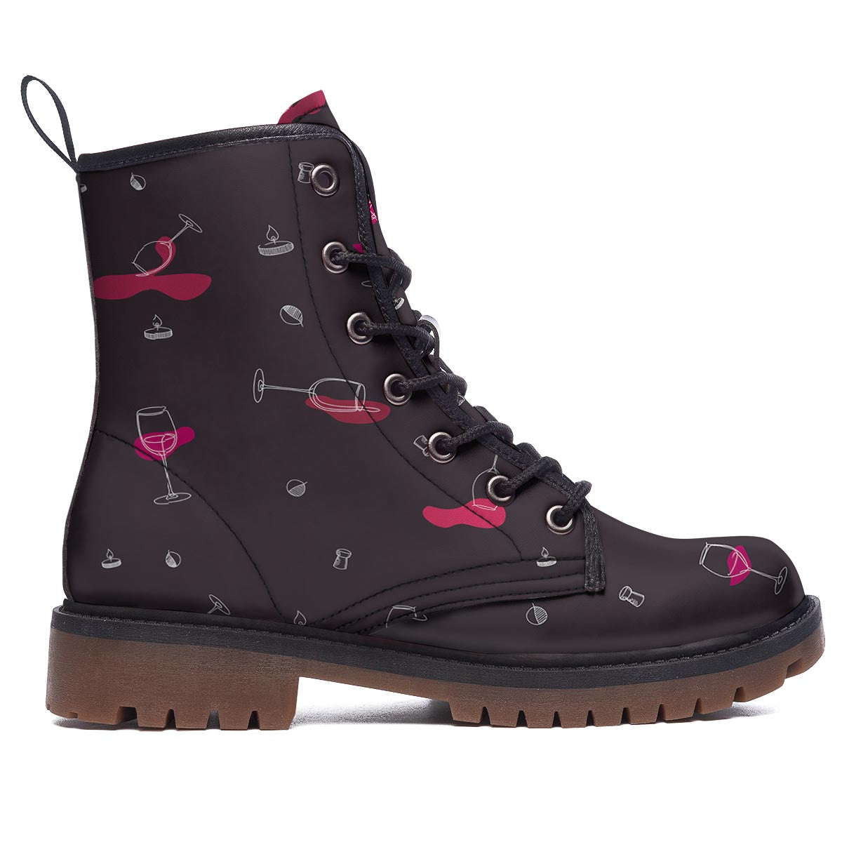 Wine Splash Print Pattern Work Boots-grizzshop