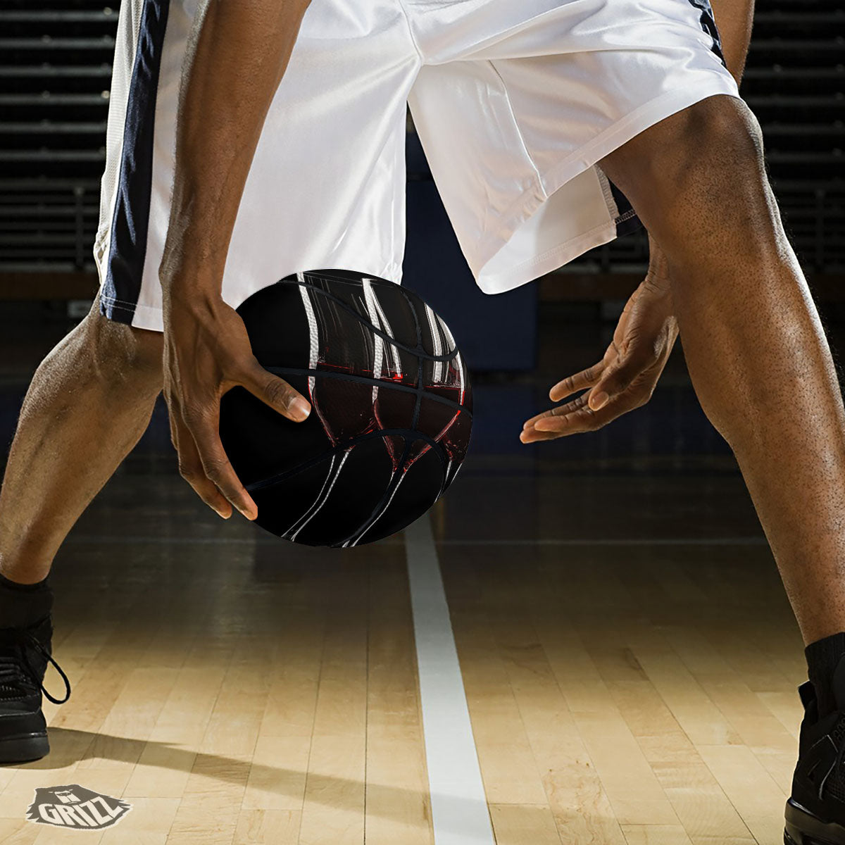 Wolf Howling Monochrome Print Basketball