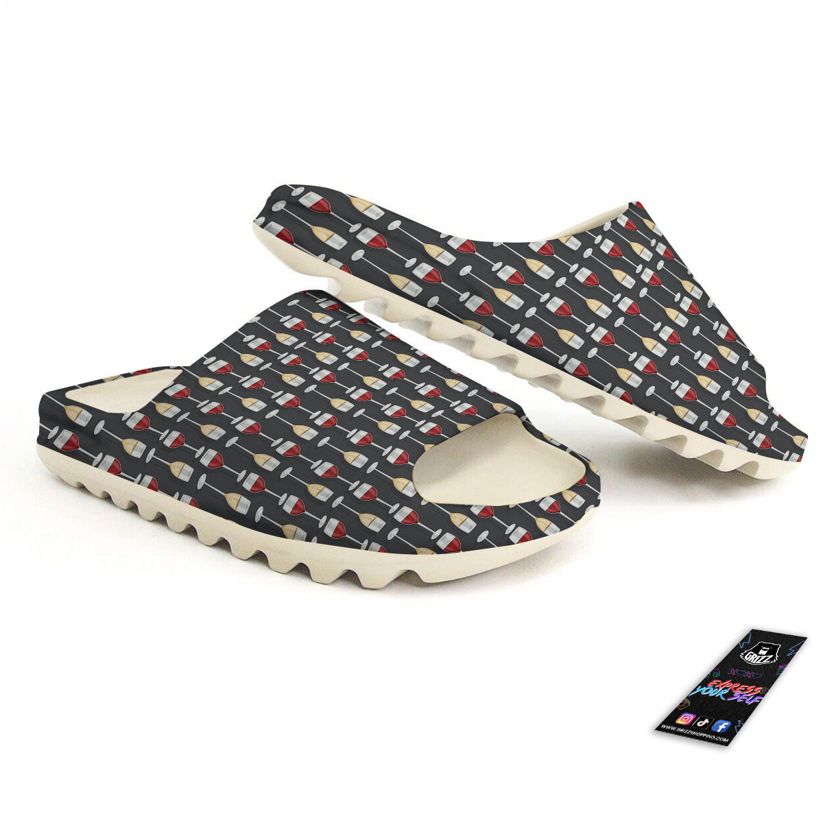 Wine Glasses Print Pattern Sandals-grizzshop