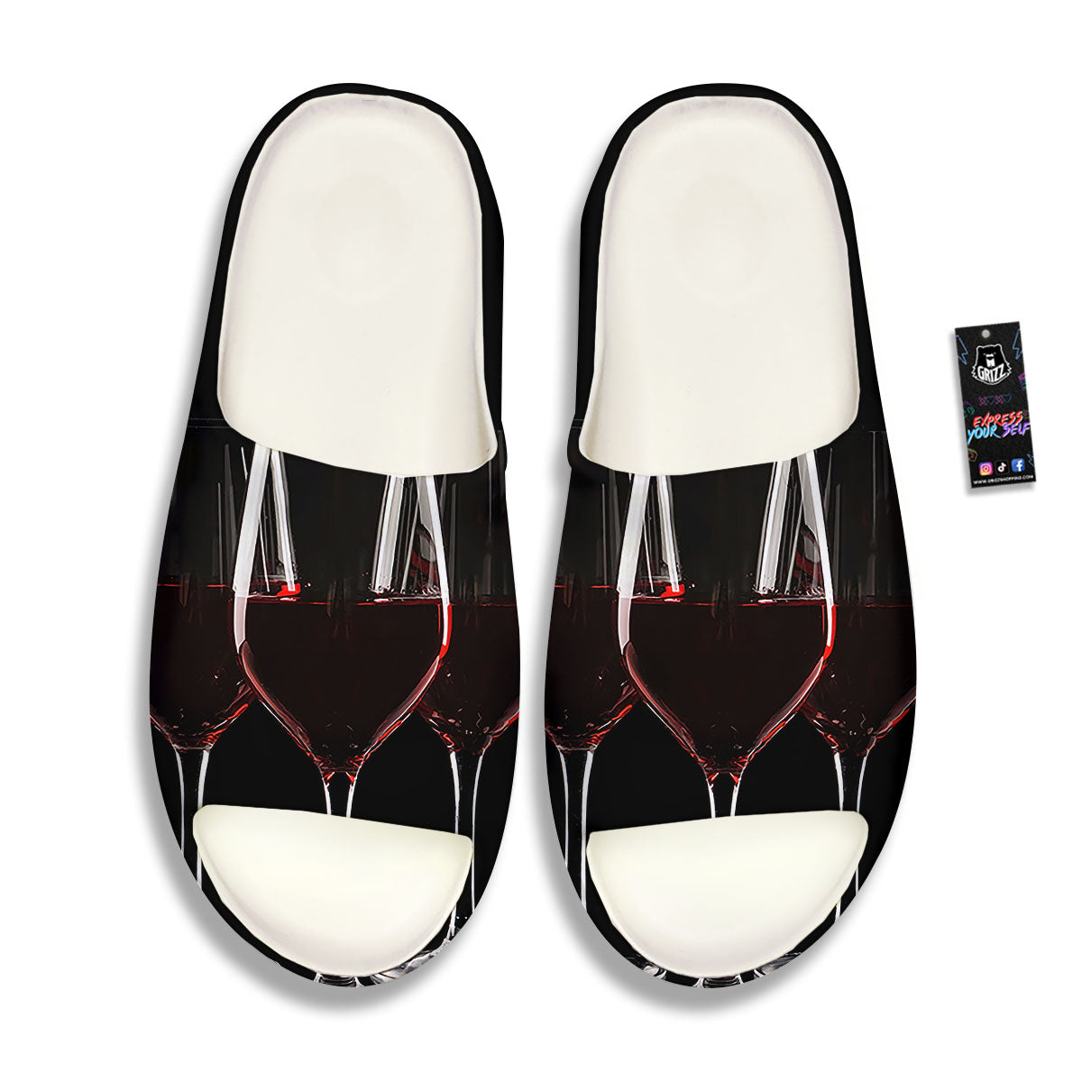 Wine Glasses Print Sandals-grizzshop