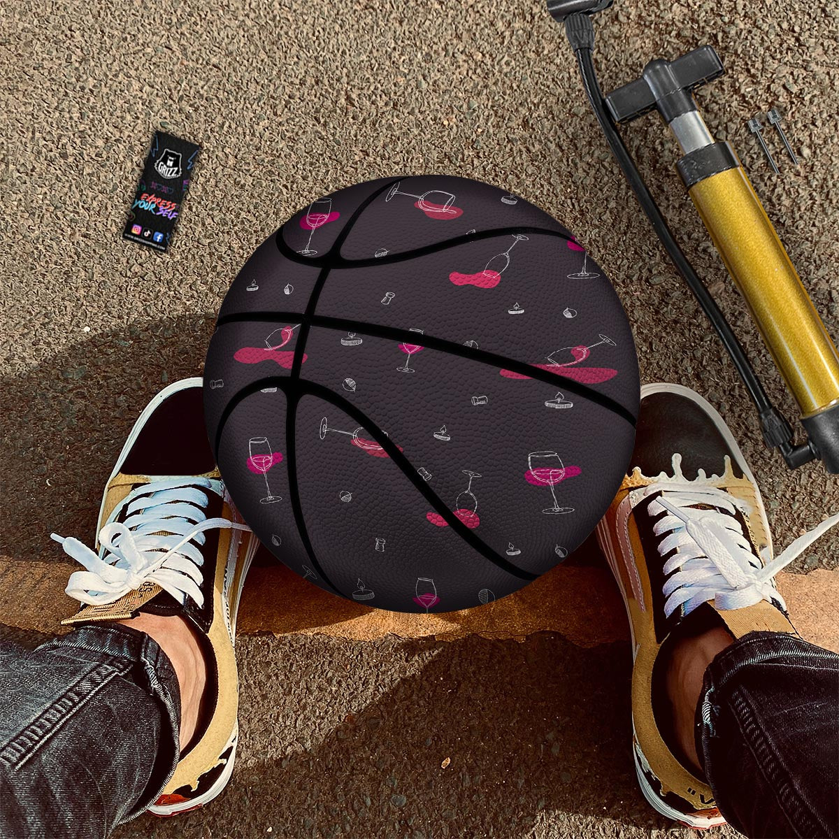 Zigzag Yellow And White Print Pattern Basketball