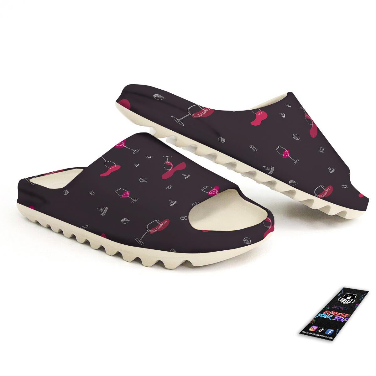 Wine Splash Print Pattern Sandals-grizzshop