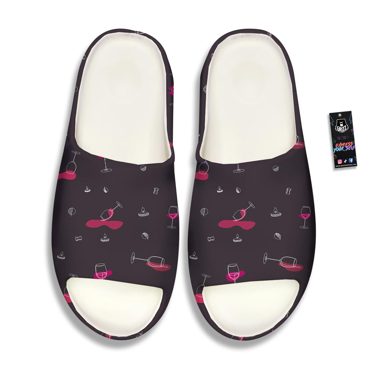 Wine Splash Print Pattern Sandals-grizzshop
