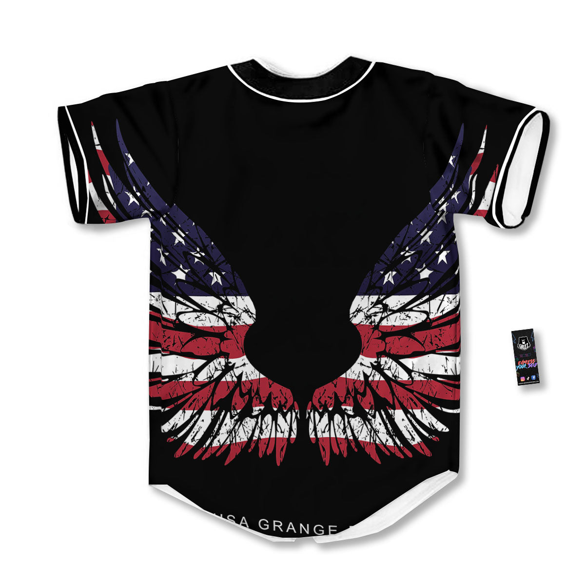 Wing Flag American Print Baseball Jersey-grizzshop