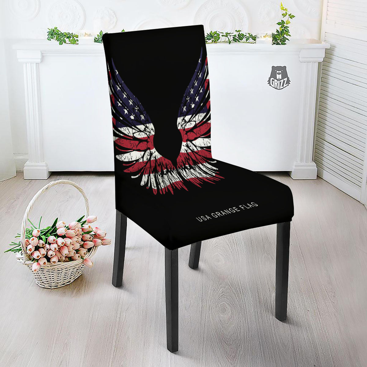 Wing Flag American Print Dining Chair Slipcover-grizzshop