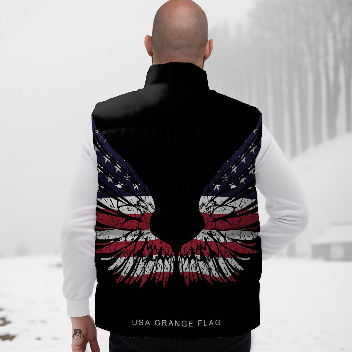 Wing Flag American Print Down Vest