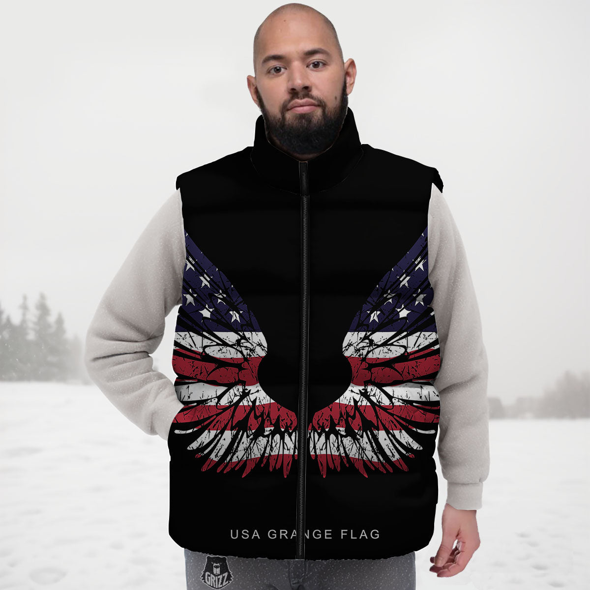 Wing Flag American Print Down Vest