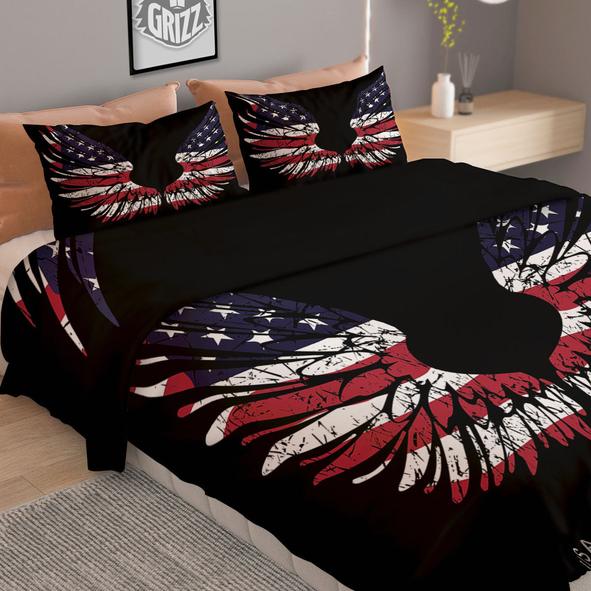 Wing Flag American Print Duvet Cover Bedding Set
