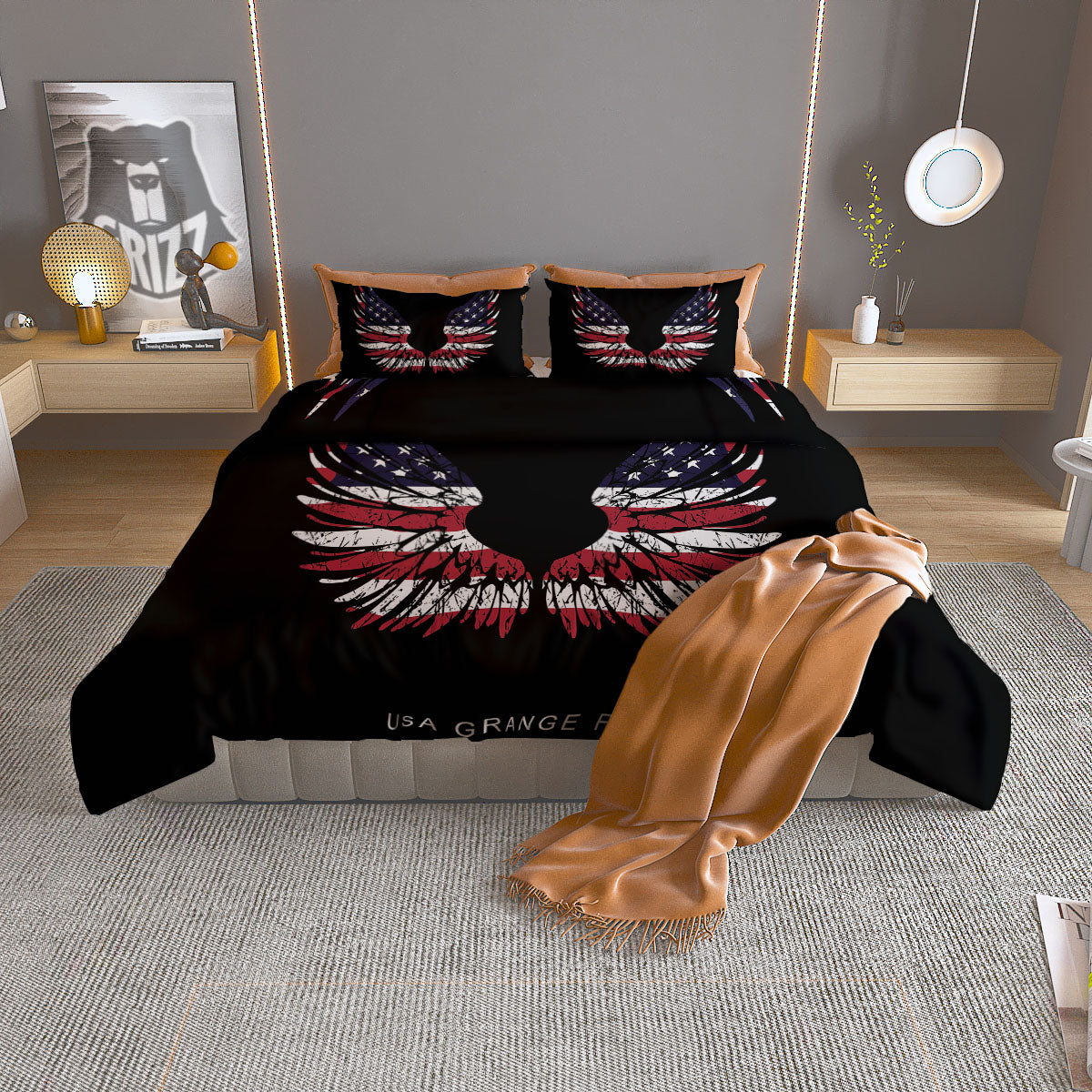 Wing Flag American Print Duvet Cover Bedding Set