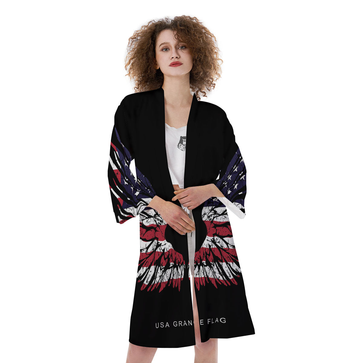 Wing Flag American Print Kimono-grizzshop