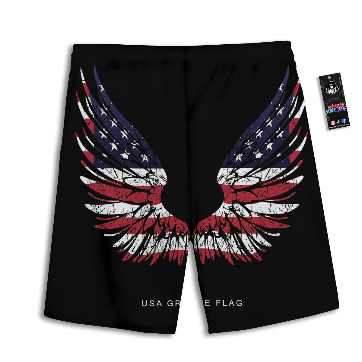 Wing Flag American Print Men's Athletic Shorts