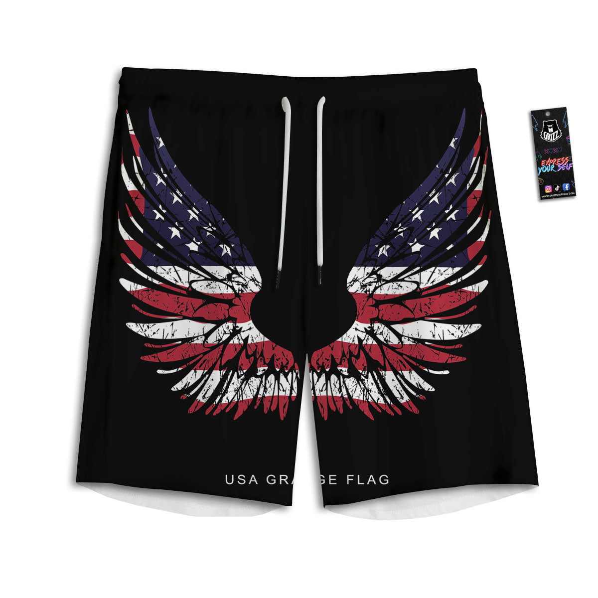 Wing Flag American Print Men's Athletic Shorts