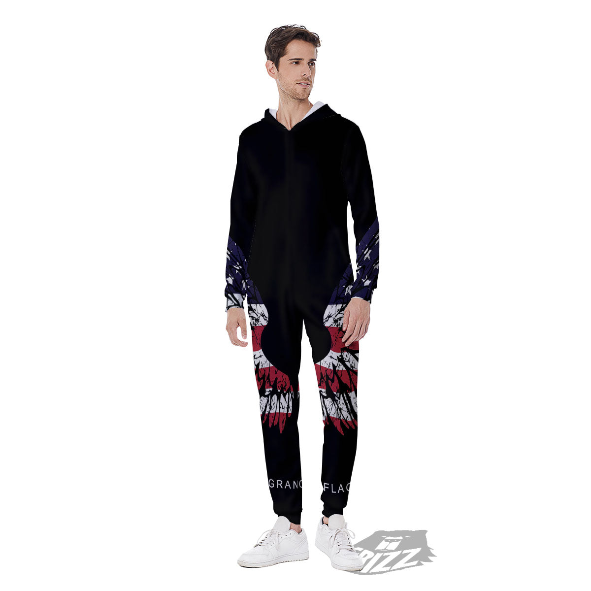 Wing Flag American Print Men's Jumpsuit-grizzshop