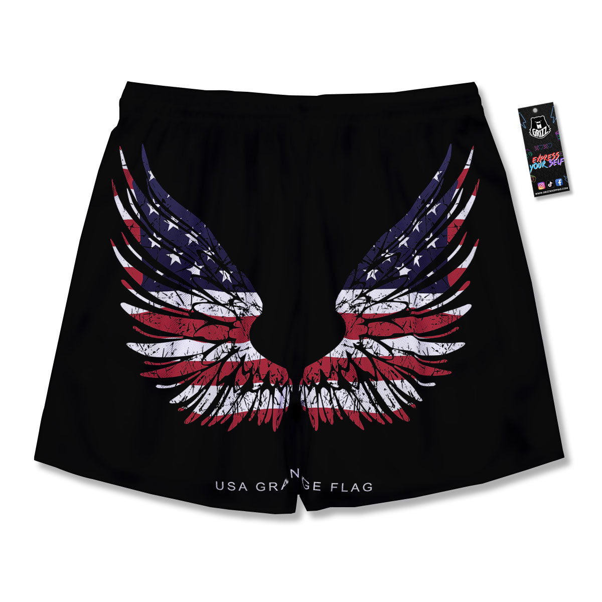 Wing Flag American Print Men's Running Shorts-grizzshop