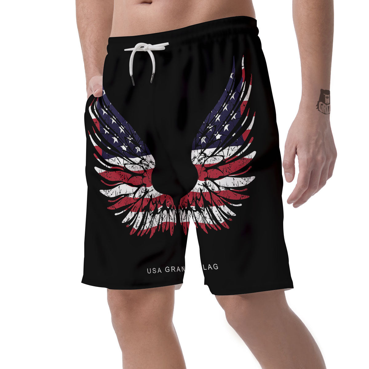 Wing Flag American Print Men's Shorts-grizzshop