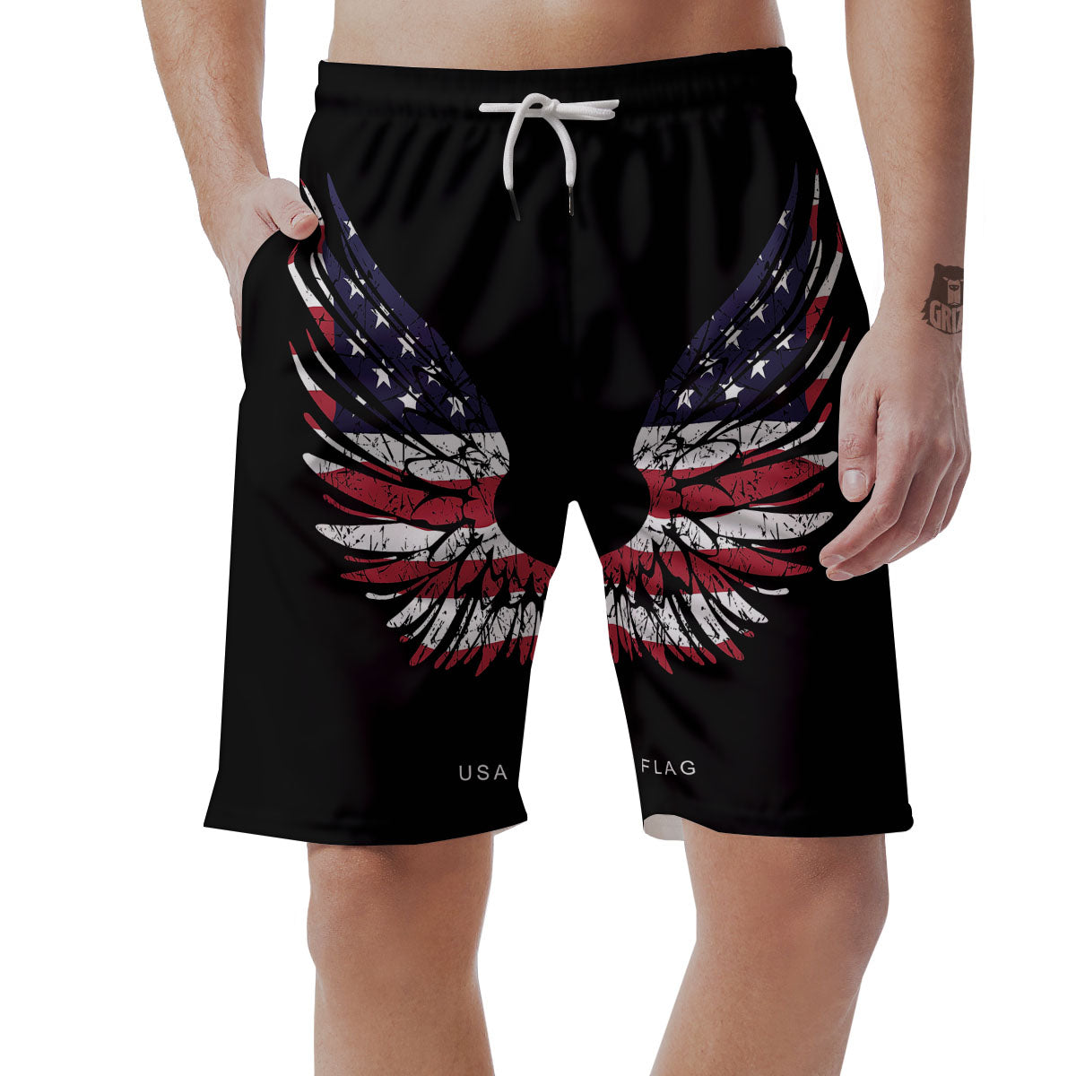 Wing Flag American Print Men's Shorts-grizzshop