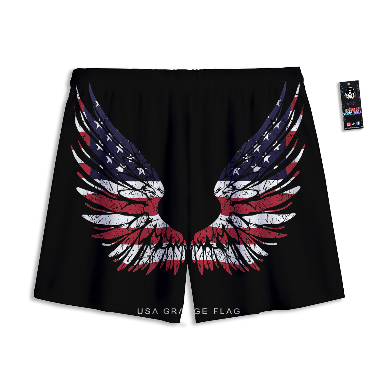 Wolf Geometric Dark Print Mesh Shorts