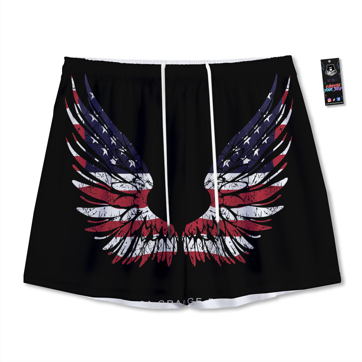 Wolf Geometric Dark Print Mesh Shorts