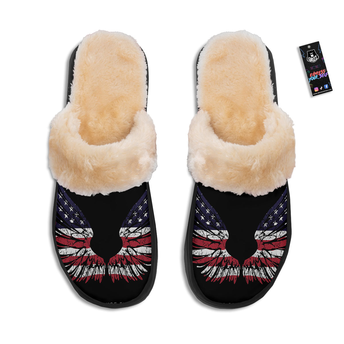 Wing Flag American Print Slippers-grizzshop