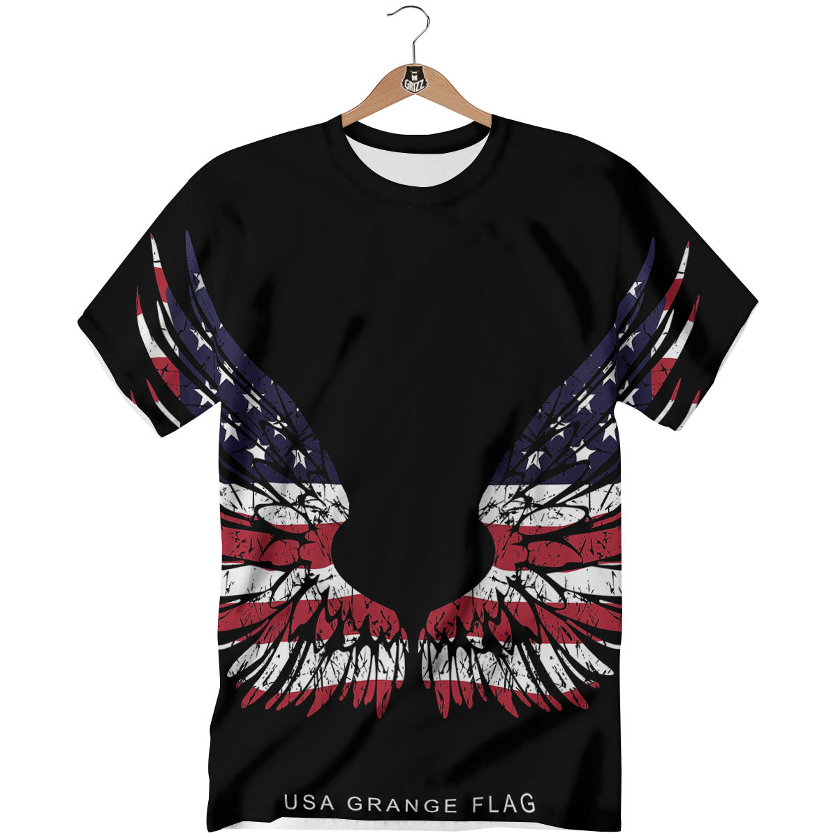 Wing Flag American Print T-Shirt-grizzshop