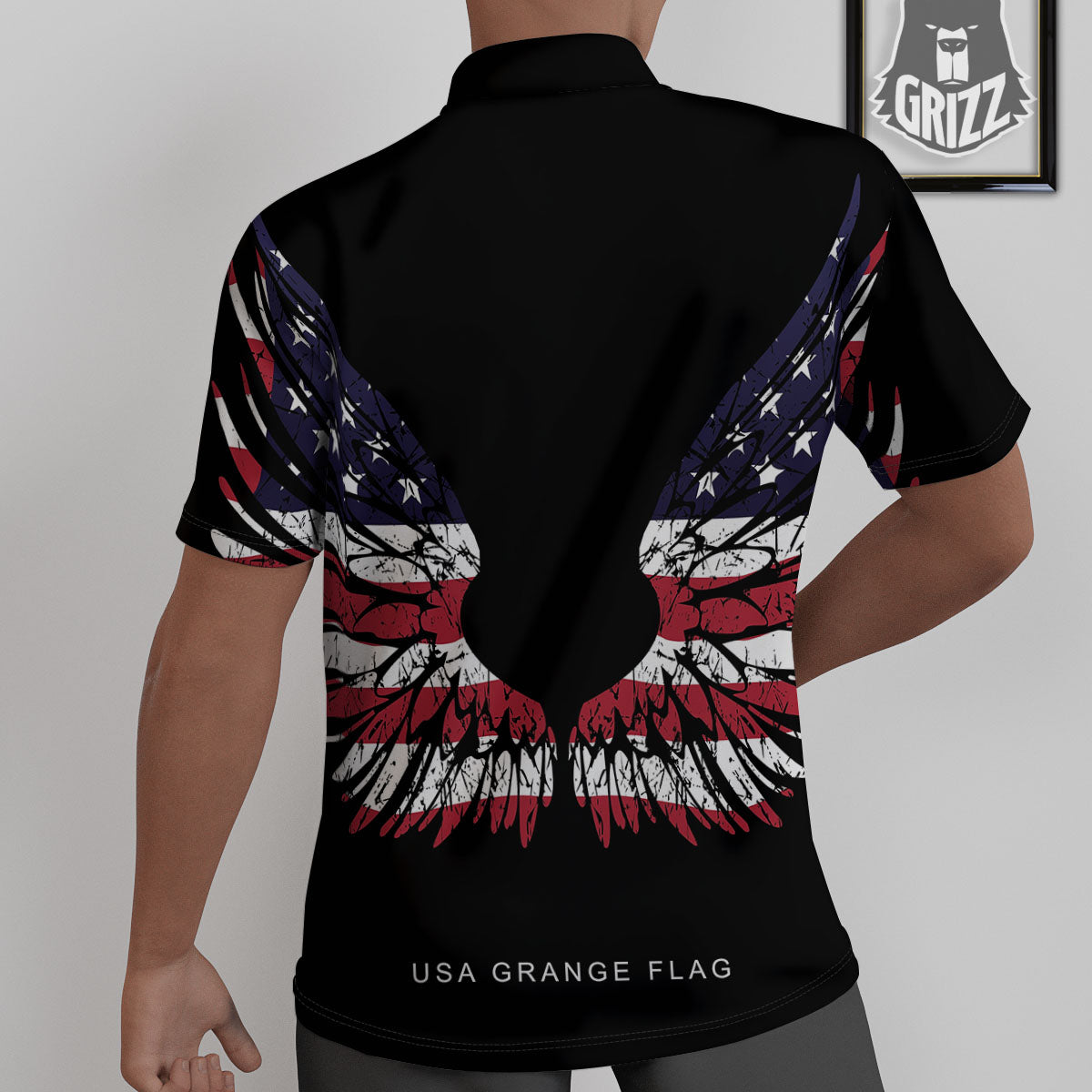 Wing Flag American Print Untucked Shirts-grizzshop