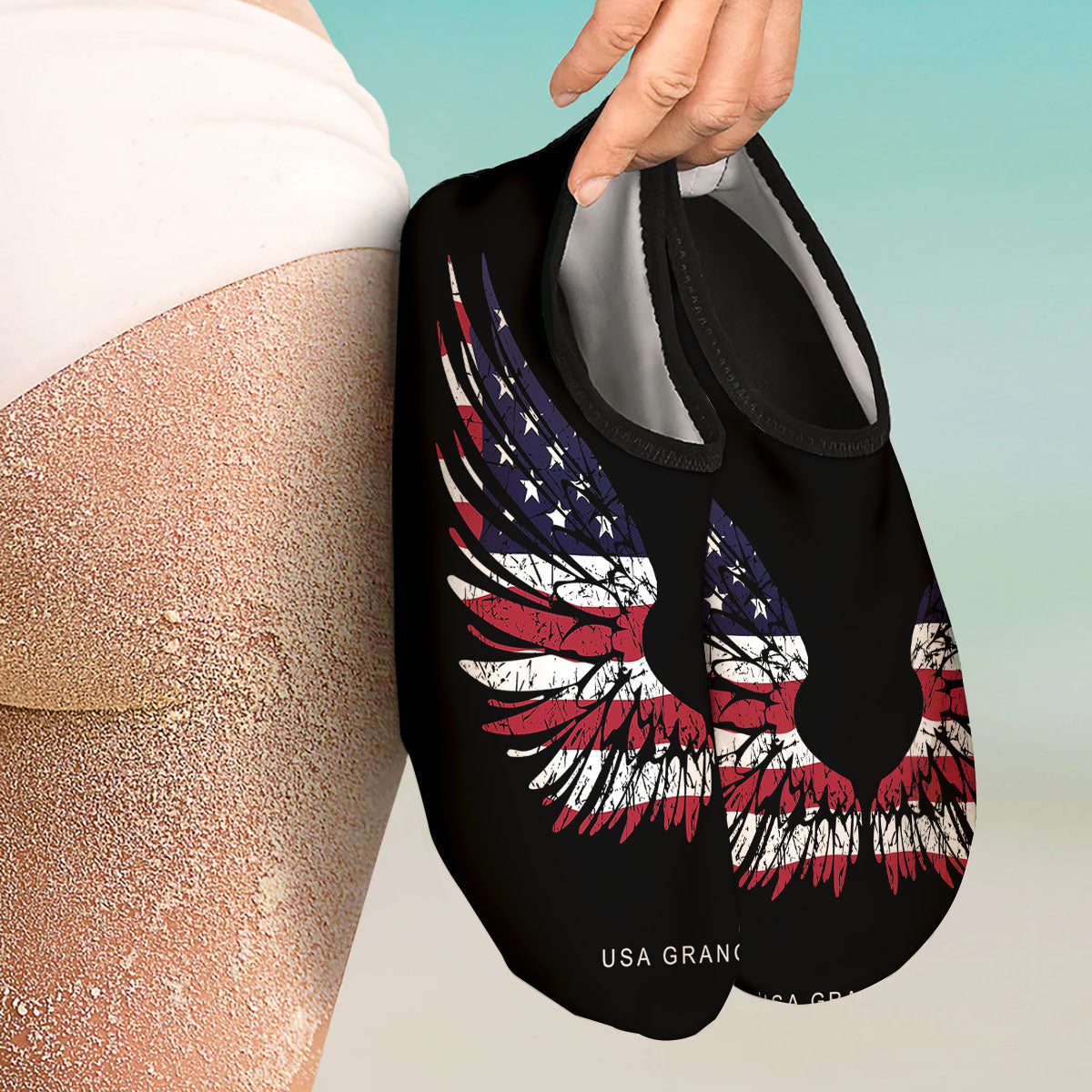 Wing Flag American Print Water Shoes-grizzshop