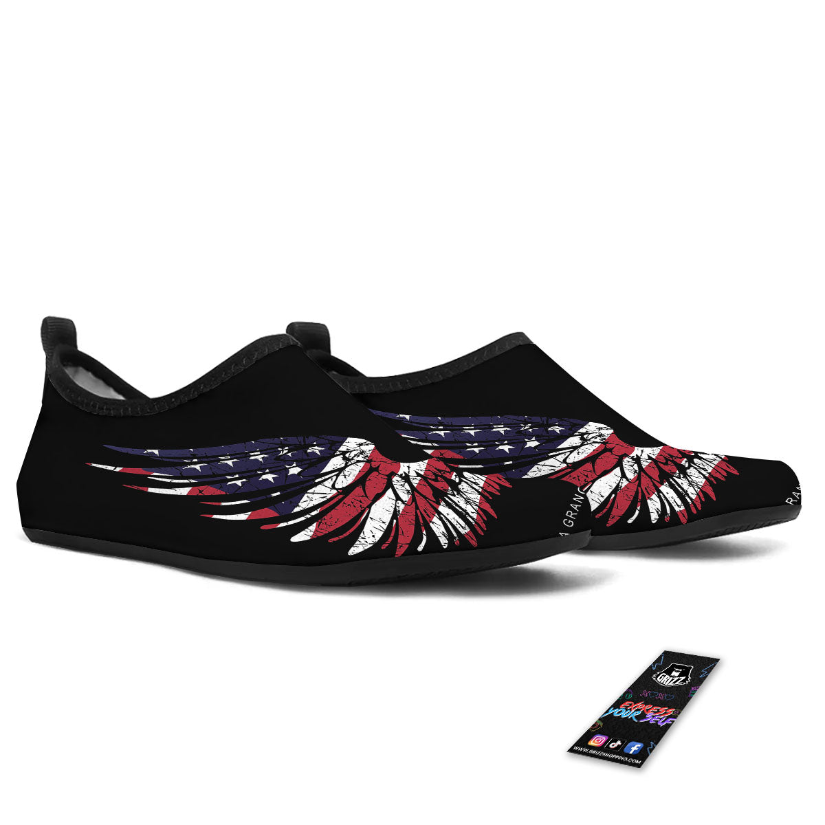 Wing Flag American Print Water Shoes-grizzshop