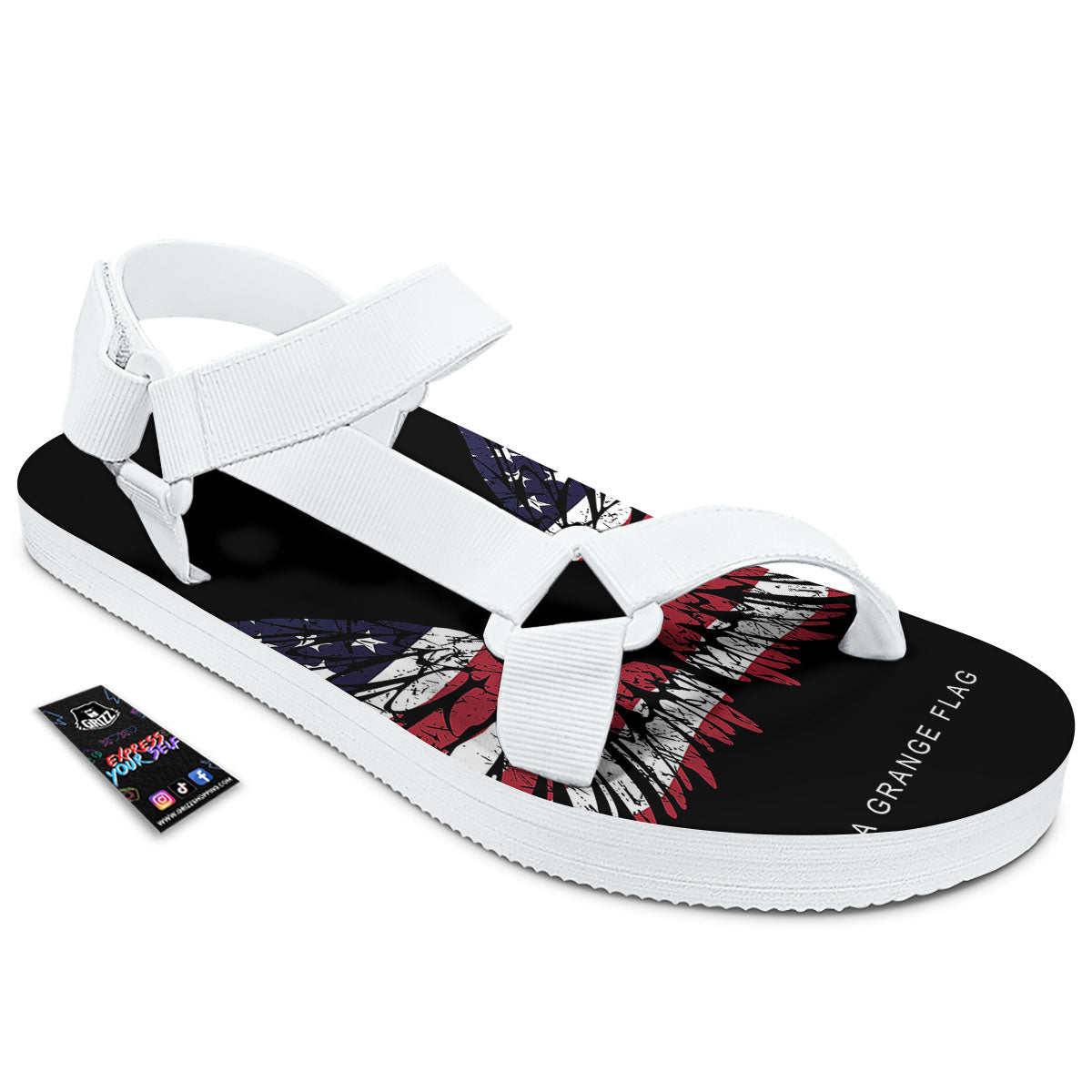 Wing Flag American Print White Open Toe Sandals-grizzshop