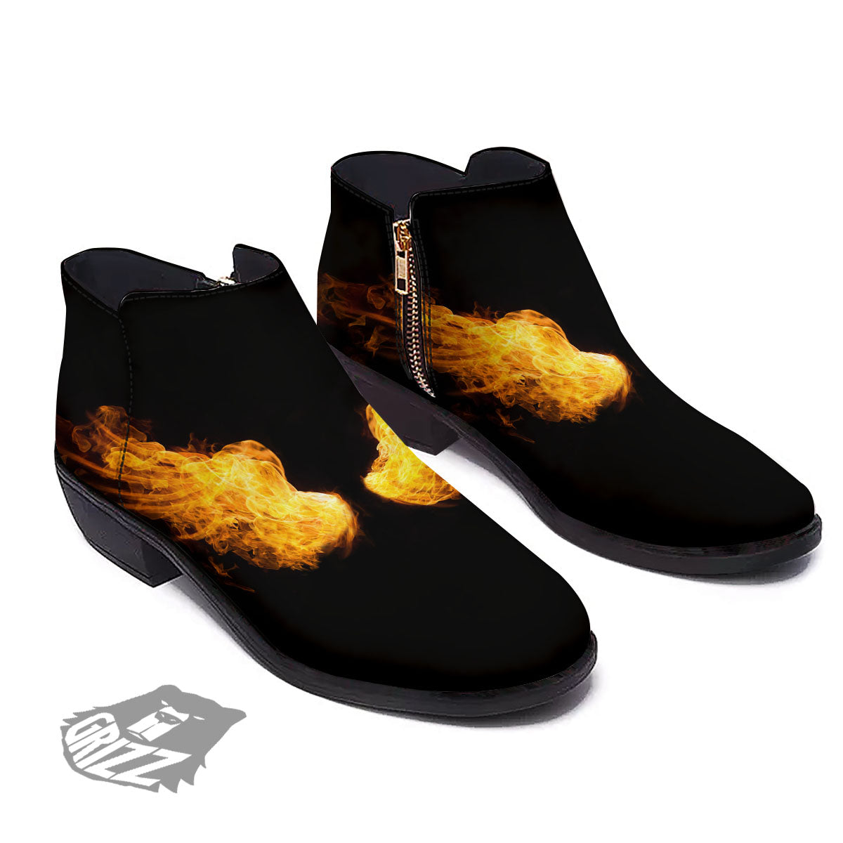 Wings Flame Print Ankle Boots-grizzshop