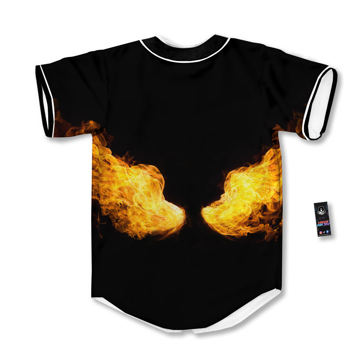 Wings Flame Print Baseball Jersey-grizzshop