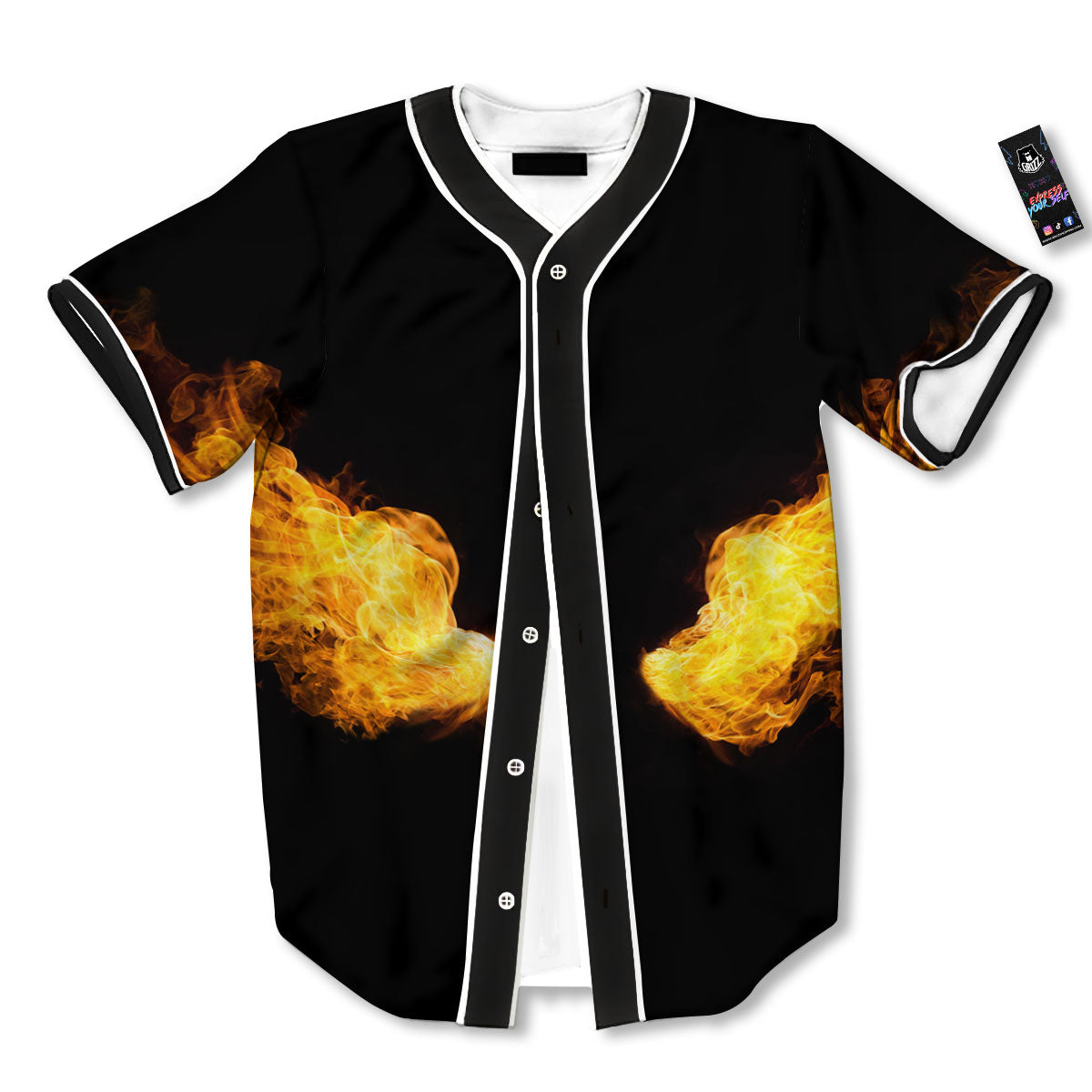 Wings Flame Print Baseball Jersey-grizzshop